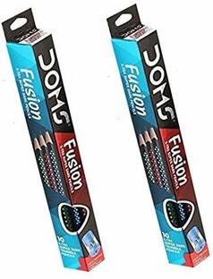 DOMS Fusion X-tra Super Dark Pencils (Set of 4 Packets - 40 Pencils; Free: One Chalkholder including a Dustless Chalk)