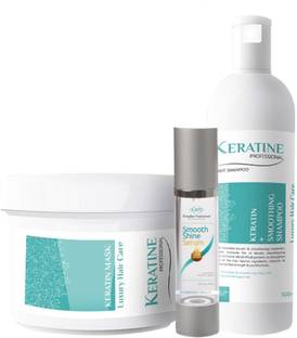 KERATINE PROFESSIONAL Smoothing Shampoo, Luxury Hair Repair Mask & Keraglam Professional Shine Serum