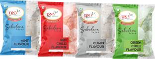 DNV Natural Flavoured Sabudana Papad 280gm Combo of 4 (Green Chilli Papad 70gm + Red Chilli Papad 70g + Mint Papad 70gm + Cumin Papad 70gm) (Pack of 4)