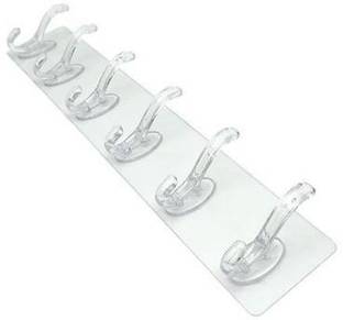truenook Adhesive Wall Hooks Sticky Heavy Duty Utility Hook Transparent Reusable Hanger Clear, Transparent Towel Holder
