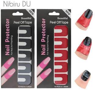 BeautyQua 1 Sheet Reusable Soft Plastic Nail Protector Latex-Free U-Shaped Cuticle Stickers Protecting Adhesive Nail Art Tapes Nail Polish Glue Overflow Preventing Tool
