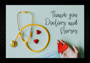 Bhawana Creation THANKING YOU DOCTORS AND NURSES Digital Reprint 8 inch x 12 inch Painting