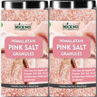 mickno organics 1 Kg Premium Himalayan Pink Rock Salt Granules Organic for weight loss (Imported) Pink Salt Granules for Bath & Cooking Himalayan Pink Salt