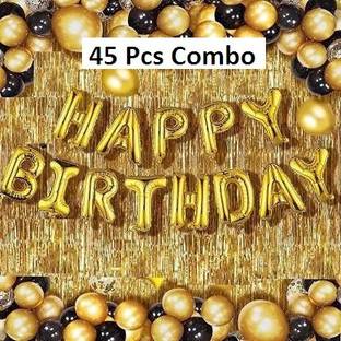 Jeonza Solid GoldFoil&Curtains_baloon _Set_of45 Balloon