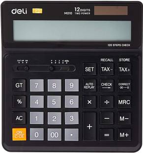 Deli WM01020 Smart Calculator, Electronics Desktop Calculators, 12 Digit Large LCD Display, 120 Step Check, Handheld Calculator for Daily and Basic Office Use with Tax Function (Black) EM01020 Basic  Calculator