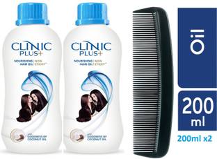 Clinic Plus 2 HAIR OIL Hair Oil 200 ml EACH Hair Oil (400 ml) with hair comb