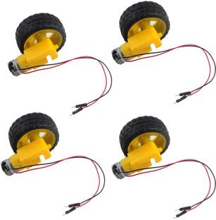 Super Debug 4 pcs 65 x 26mm Plastic Tire Wheel with DC 3-6v Gear Motor Dual Shaft for Arduino Smart Car Electronic Components Electronic Hobby Kit