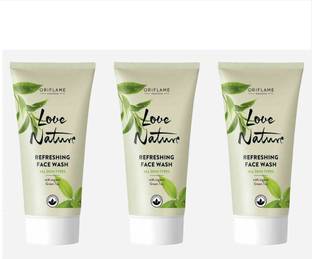 Oriflame LOVE NATURE Refreshing  with Organic Green Tea (Set of 3) 50ml each Face Wash