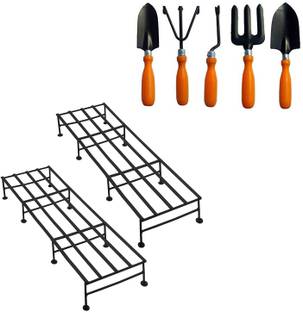 GREEN TOUCH Gardening trowel 5 tool and 24 inch Plant stand pack of two Garden Tool Kit