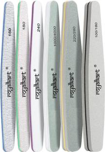 Royalkart 6pcs Professional Gel Nail File Set Nail Buffer File Block Natural Manicure File Nail Polisher Washable Double Sided Emery Boards For Acrylic Nails & Natural Nails