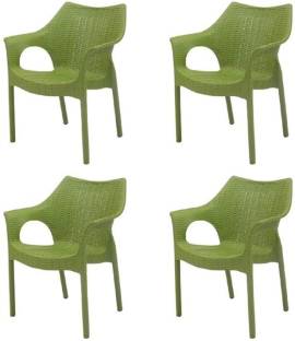 Supreme CAMBRIDGE GREEN SET OF 4 CHAIR FULLY COMFORT nd weight bearing capacity 200 kg outdoor chair Plastic Cafeteria Chair