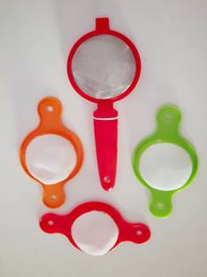 Samarpan Combo of Premium Plastic Strainer Contains Stainless Steel Mesh With Unique Hands free Strainer Ideal For Tea, Coffee and Juice ( Pack of 4, Multi Color) Tea Strainer