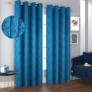 Kraftiq Homes 214 cm (7 ft) Velvet Room Darkening Door Curtain (Pack Of 2)