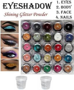 Elecsera ye shadow 25 Multi color Glitter Pack of 25 with Eye Glue/Gum 200 g