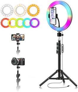 DARK EDGE MJ33 13 Inches RGB Flash Ring Light for Camera Smartphone YouTube Video Shooting and Makeup Light and for Many More (with Tripod) Ring Flash