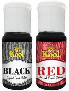 Mr.Kool Premium Liquid Food Color 2 Shades Red And Black 20ml Each | 40ml Combo | Red, Black