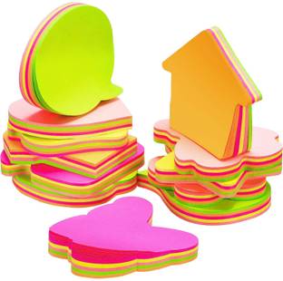 champcool Self-Stick Notes, Bright Color Self-Adhesive Removable Shaped Sticky Note | 5 Pads Per Pack | 100 Sheets Per Pad | 5 Different Shapes Inside-76mm x 76 mm stick-on Pad Sticky Notes Colorful in Shapes for MSG in Style Gumming Memo Set Combo of 5(500 Sheet ) 100 Sheets popup, 5 Colors