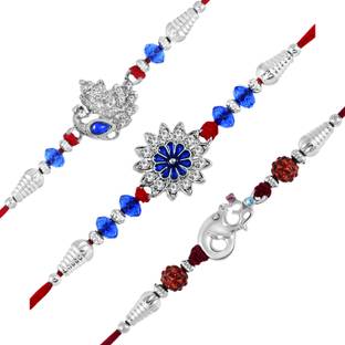 Om Jewells Designer CO1000403 Silver Rakhi  Set