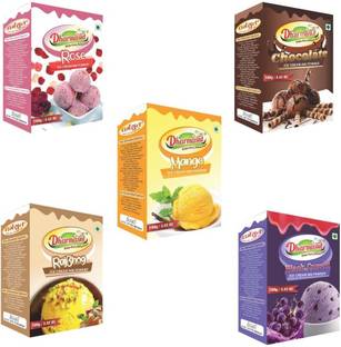 Dharmasut Rose + Chocolate + Mango + Rajbhog + Black currant Ice cream powder (100g*5) | 500gm 500 g
