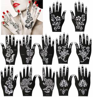 IVANA'S Heena Mehandi Tatto Stencil Set for | Hand | Body | Fingure | Face | Heena Art Temporary Tatto for Kids, Girls & Women - Design-596