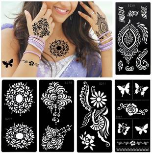 IVANA'S Heena Mehandi Tatto Stencil Set for | Hand | Body | Fingure | Face | Heena Art Temporary Tatto for Kids, Girls & Women - Design-590