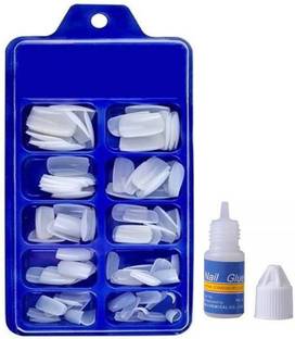 BR Belle Rosa Fake Acrylic Artificial Nails With Gum cream white (Pack of 10) CREAM WHITE WHITE