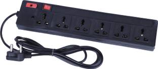 Ryuga Black EXTENSION BOARD WITH 6 SOCKET PLUS 7 SWITCH WITH ONE LED. 6 Socket Extension Boards 6  Socket Extension Boards