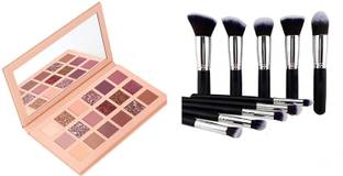 glowician Nude EyeShadow Palette(18 Shade)With Mirror+Professional Makeup Brush10pcs 40 ml
