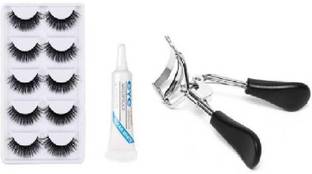 swenky False Eyelashes-Set of 5, Eyelashes Glue & Eyelash Curler (Pack of 7) (7 Items in the set)