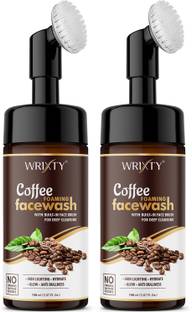 Wrixty coffee foaming face wash for skin brightening, acne and oil control face wash with built in brush. Face Wash
