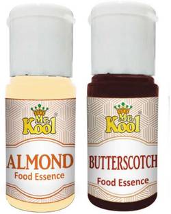 Mr.Kool Liquid Rich Food Essences (Pack of 2) Flavours 20ml each| Real Almond and Butterscotch Essence | Culinary Flavouring Essence for Baking Cake, Chocolates, Indian Sweets | Premium Food Essence Almond Liquid Food Essence