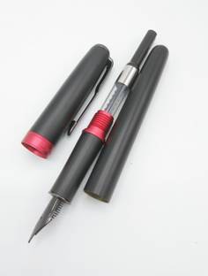 Gold Leaf Jinhao 601 Matt Black Red Band Fine Nib Fountain Pen Set of 1 Fountain Pen