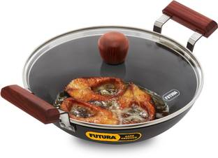 Hawkins Deep Pan, Fish-Fry Glass (AFFK25G) Kadhai 26 cm diameter with Lid 2.5 L capacity