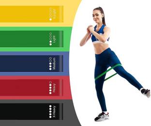 HBD SALES Premium Resistance Loop Exercise Band for Squats Hips Legs Butt Glute [5 Band Set] Resistance Tube