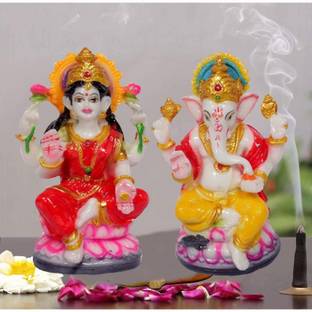 krishnagallery1 Laxmi Ganesh Statue Murti Marble Finish Decorative Showpiece  -  12 cm