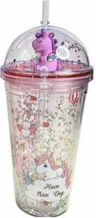Bellazy Glitter Unicorn Frosty Mason Sipper Glass with Straw for All Kinds of Drinks Glass