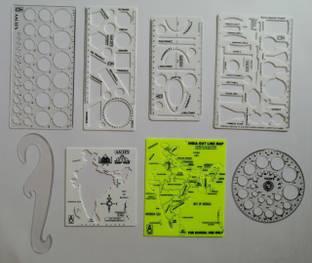 AISH PLASTIC INDIA MAP STENCIL,INDIA OUTLINE STENCIL WHITE, PRO 35 CIRCLE BIG WITH 25 CIRCLE, SCIENCE APPARATUS TEMPLATE, HYPERBOLA PARABOLA TEMPLATE, GEOMETRY TEMPLATE, FRENCH CURVE, CIRCLE MASTER DRAFTING SCALE RULER VERY USEFUL TO ARCHITECT, ENGINEERING STUDENTS, OFFICE EMPLOYEE (SET OF 8) AR0010 ENGINEERING STRUCTURE USE PACK Stencil