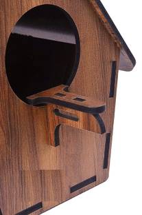 GENIYO Wooden Bird House Nest Box For Garden Birds Wood Bird Nest Garden Outdoor Decor For Attracting Birds - Brown Bird House