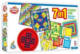 ARNIYAVALA Premium Quality 7 in 1 Family Fun Board Game|Business,Ludo,Snakes & Ladders,Car rally,Cricket,Diamond Mine| Money & Assets Board Game