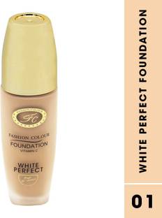 FASHION COLOUR WHITE PERFECT FOUNDATION 01 vitamin c foundation for soft glammour Long Lasting, Waterproof, Full Coverage, Lightweight  Foundation