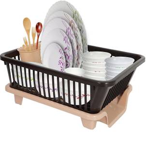 Cutting EDGE Dish Drainer Kitchen Rack Plastic Neo Durable Kitchen Sink, Dish Drainer Rack Design 4 with Tray (Small Size)