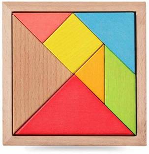 BKDT Marketing Wooden Tangram Educational Toy Puzzle for Kids - 7 Pcs - MultiColor