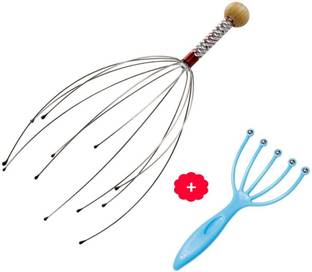 meubels Scalp Massager Hand Held Therapeutic Head Scratcher Steel Wire Head Massager with Wooden Handle for Home Spa Relief and Relaxation Scalp Massage Tool Head Massager Claw Steel Octopus Head Relaxation Body Massager Device for Pain Relief Relax Massager