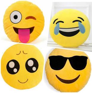 Three brothers Microfibre Smiley Cushion Pack of 4