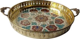 DECKORISH Brass Round Tray 32 cm Tray
