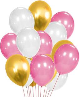 shopping mart Solid Pack-51Pcs Pink Golden White Metallic Latex Rubber Balloons Balloon