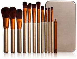 Anytime shops Premium Quality Makeup Brushes Set Basic Multi-Functional Soft Wool Fiber Hair Gold Wooden Handle Cosmetic Make up Brush Tool