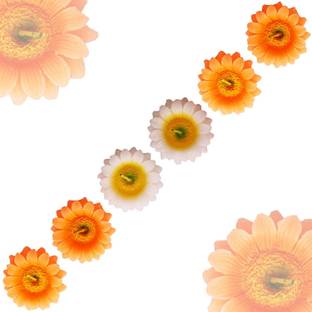 Aseenaa Floating Candles in Sun Flower Shaped with Shades | Beautiful Flower Wax Candles | Floating Diya for Christmas | New Year | Diwali | Deepawali Celebration | Gift | Home Decor | Set of 6PC | Colour - Orange White Candle