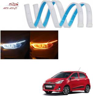 AuTO ADDiCT Car Headlight LED DRL - Daytime Running Light (Turn Signal Yellow,White) For Hyundai Grand i10 Car Fancy Lights