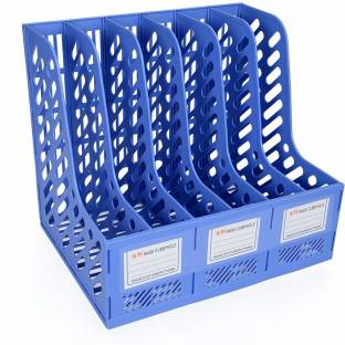 Wishbone Magazine Holder Desk File Organizer 6 Compartments | Plastic Vertical File FILE